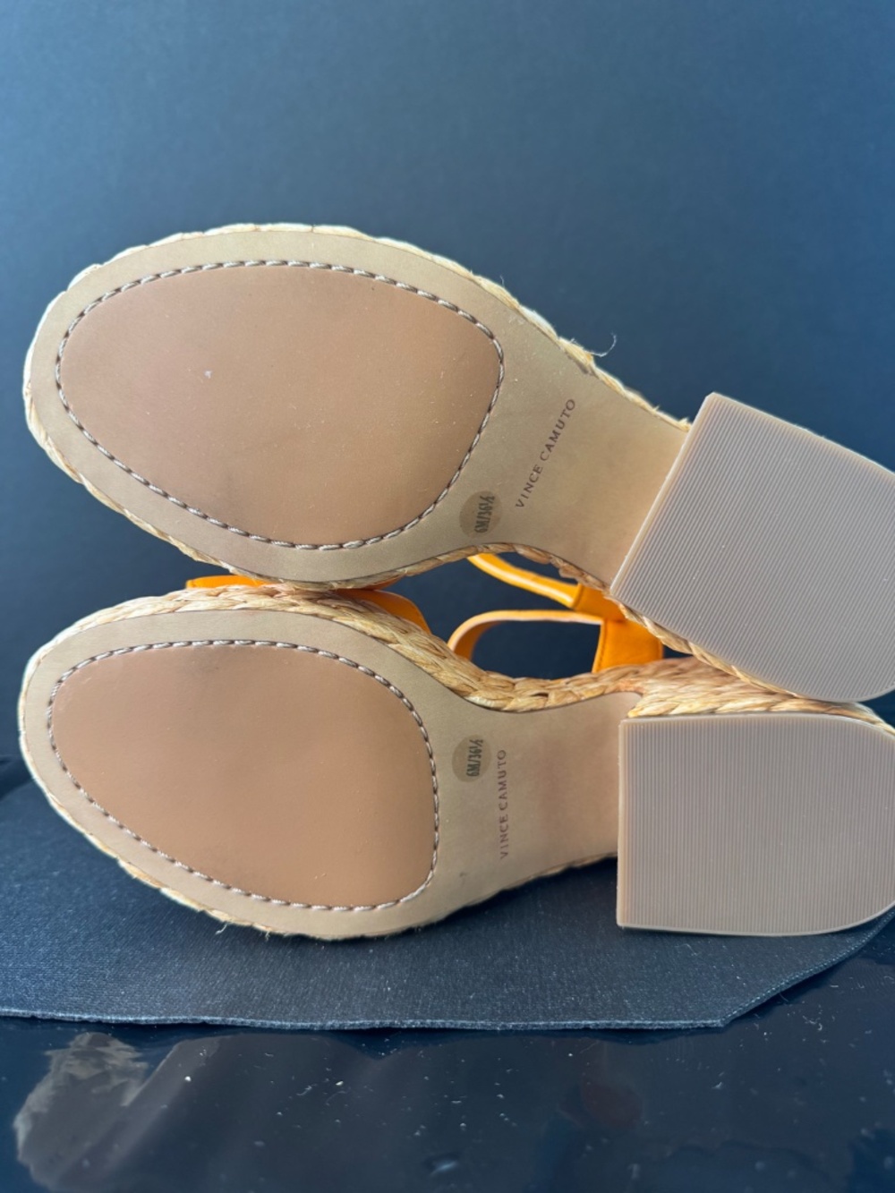 Vince Camuto Orange Leather Espadrille Sandals Ankle Strap Size 6 NWOB - Picture 9 of 16